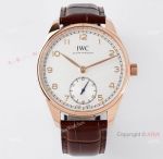 ZF Factory Iwc Portuguese 40 Rose Gold White Dial Brown Leather Strap Watch